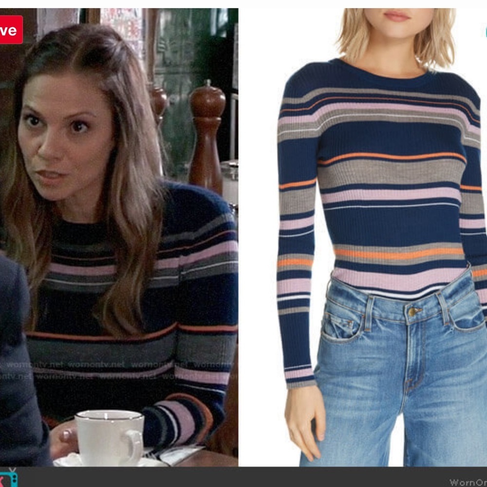 FRAME Panel Stripe Crew Neck Sweater